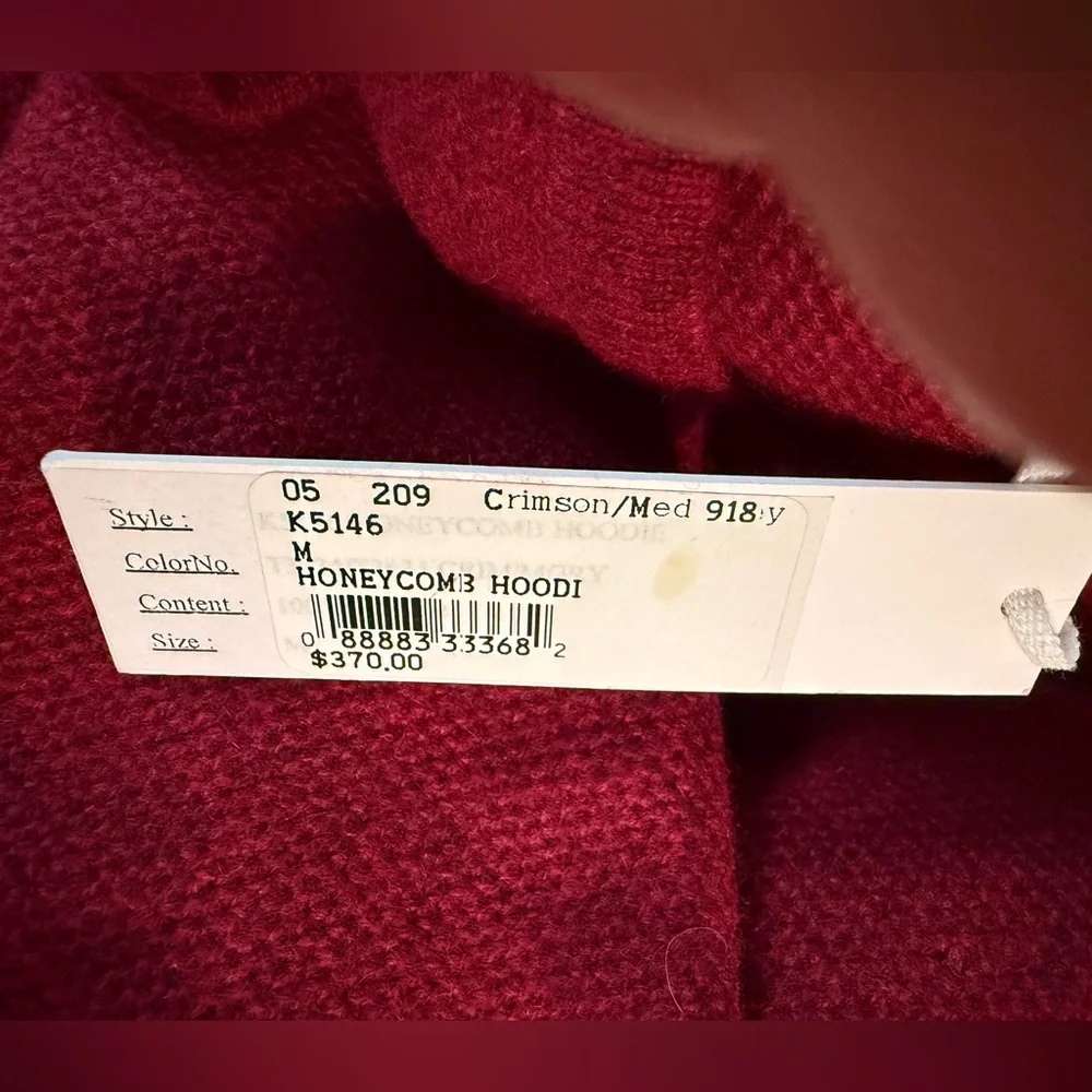 Kokun 100% cashmere burgundy hoodie sweater - Picture 8 of 10
